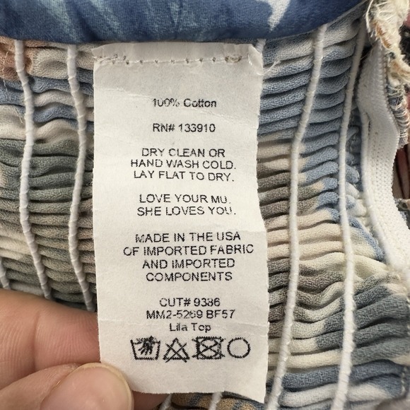 Show Me Your Mumu Lia Top Women's M NWT Butterfly Puff Sleeve Smocked Blouse USA - Picture 6 of 11